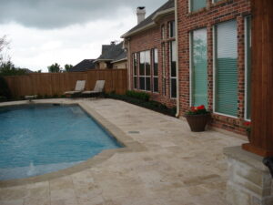 Cyrene Travertine Pavers on a Pool Deck