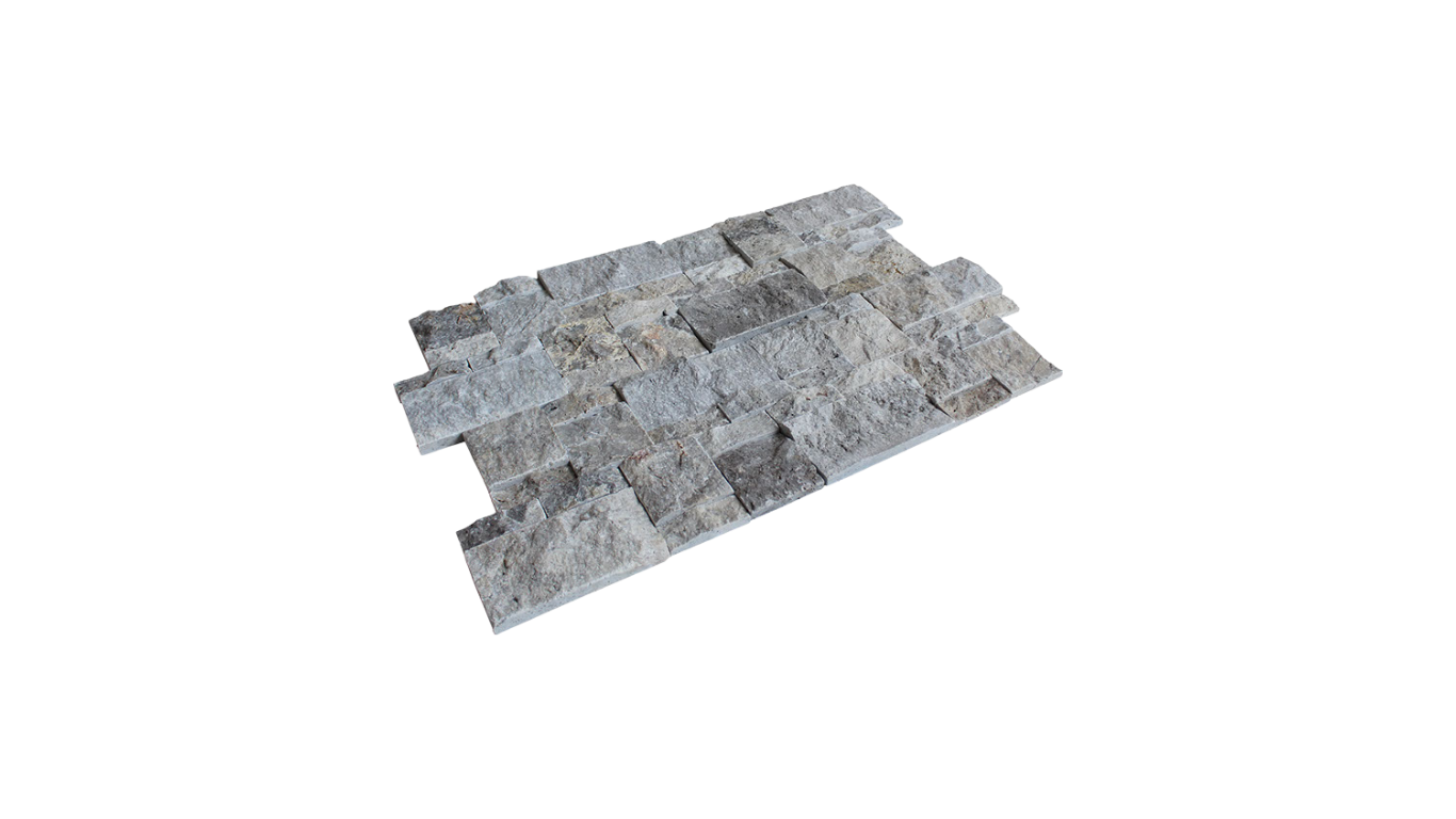 Silver Travertine Split Face Ledger Panels