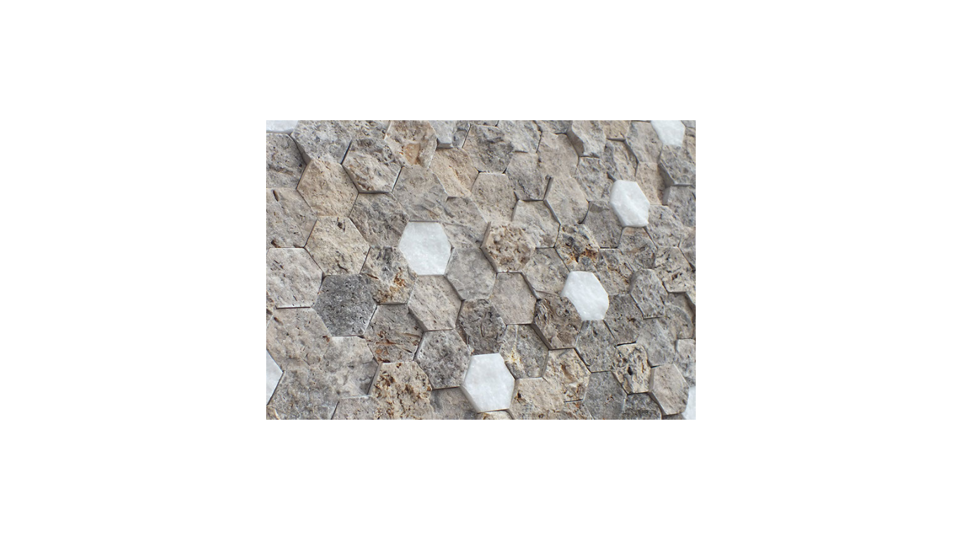 Hexagon Travertine Split Face Wall Stone
