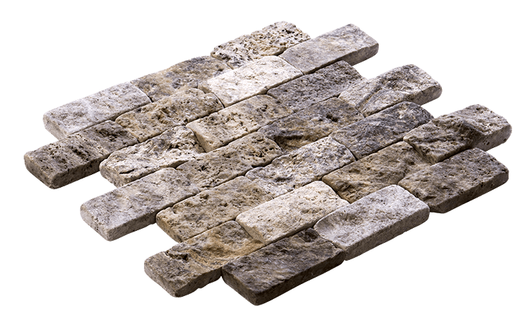Silver Travertine Tumbled Split Face Wall Stone