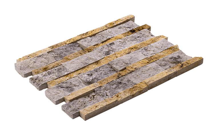 Silver Yellow Line Travertine Split Face Wall Stone