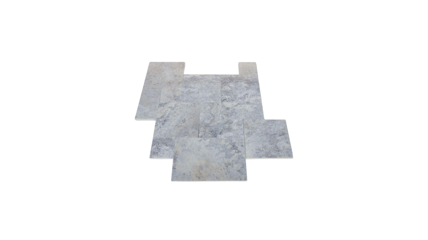 Silver Travertine Pavers French Pattern